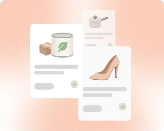 A beauty product and a high-heeled shoe featured in a stylish layout with subtle pastel colors.