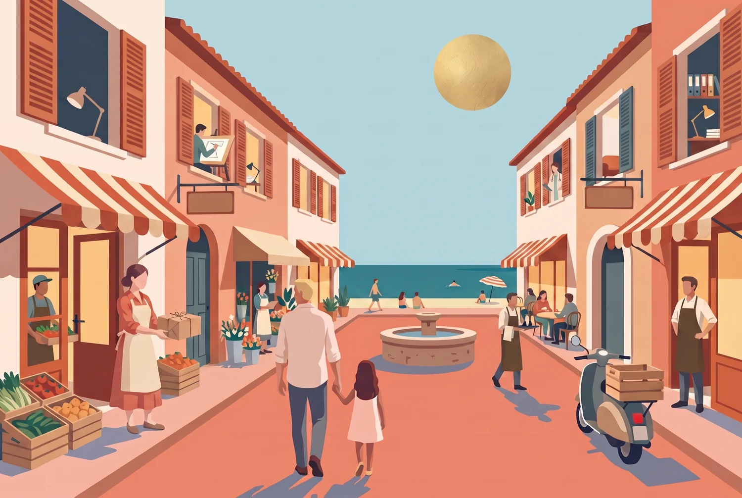 People browsing a lively neighbourhood market